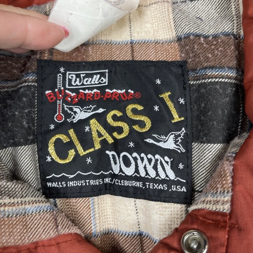 Vintage Walls Blizzard Pruf Down Puffer Vest Mens XL Brown Flannel Lined USA 80s